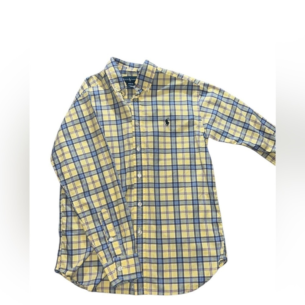 Boys Ralph Lauren yellow and blue plaid dress top M(10-12)